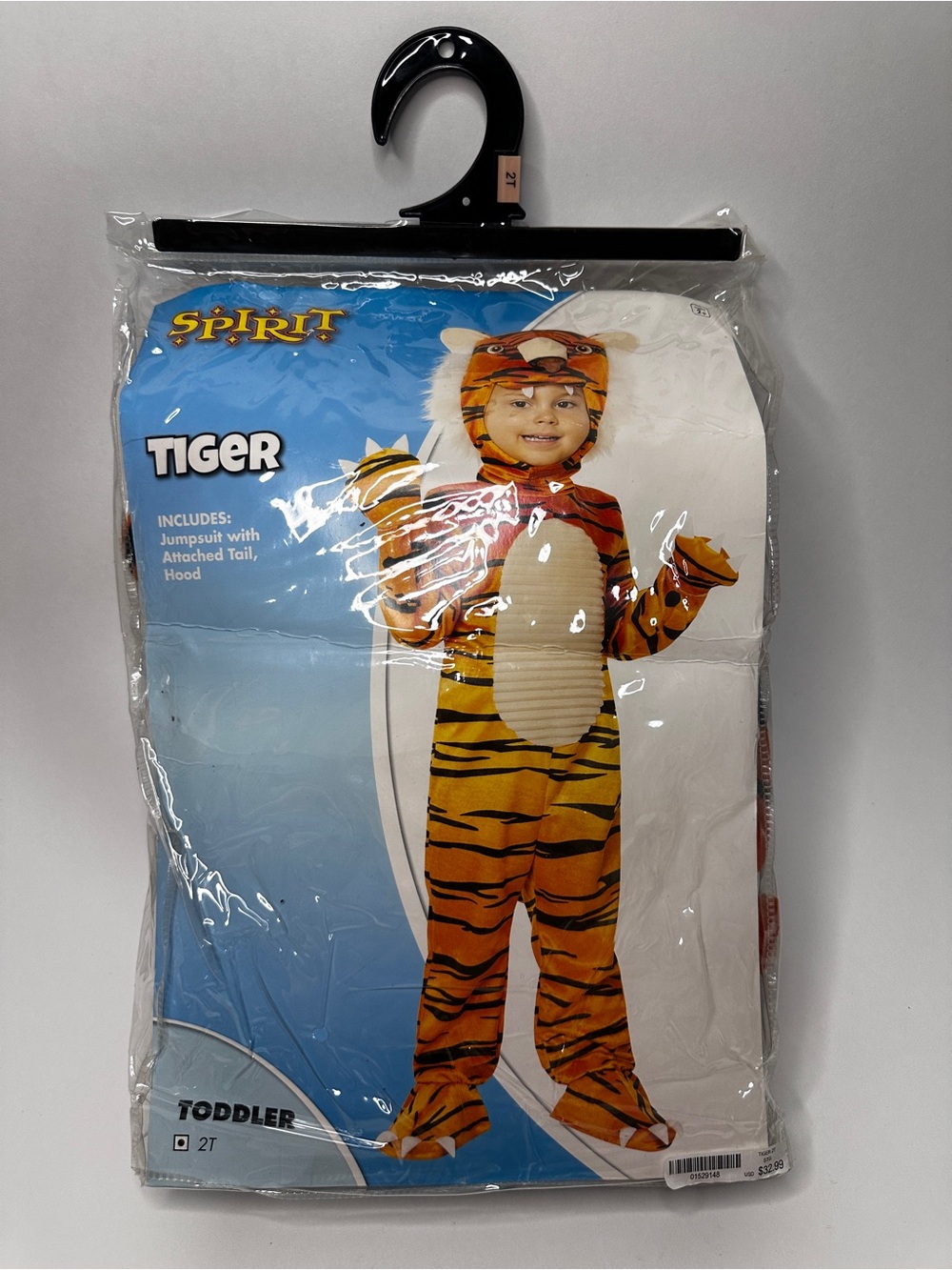 Spirit Halloween Toddler Tiger Costume Hooded Jumpsuit Size 2T